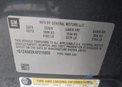 2010 Chevrolet Malibu Ls z USA, uszkodzony, nr VIN 1G1ZA5E0XAF216858